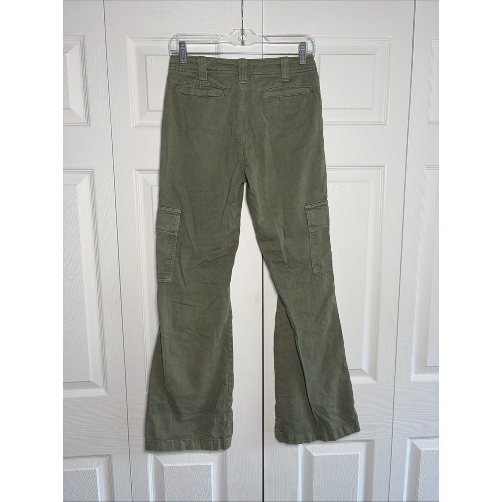 Aeropostale Low Rise Flare Utility Cargo Pants Womens Size 0 Olive Green Cotton - Picture 3 of 5